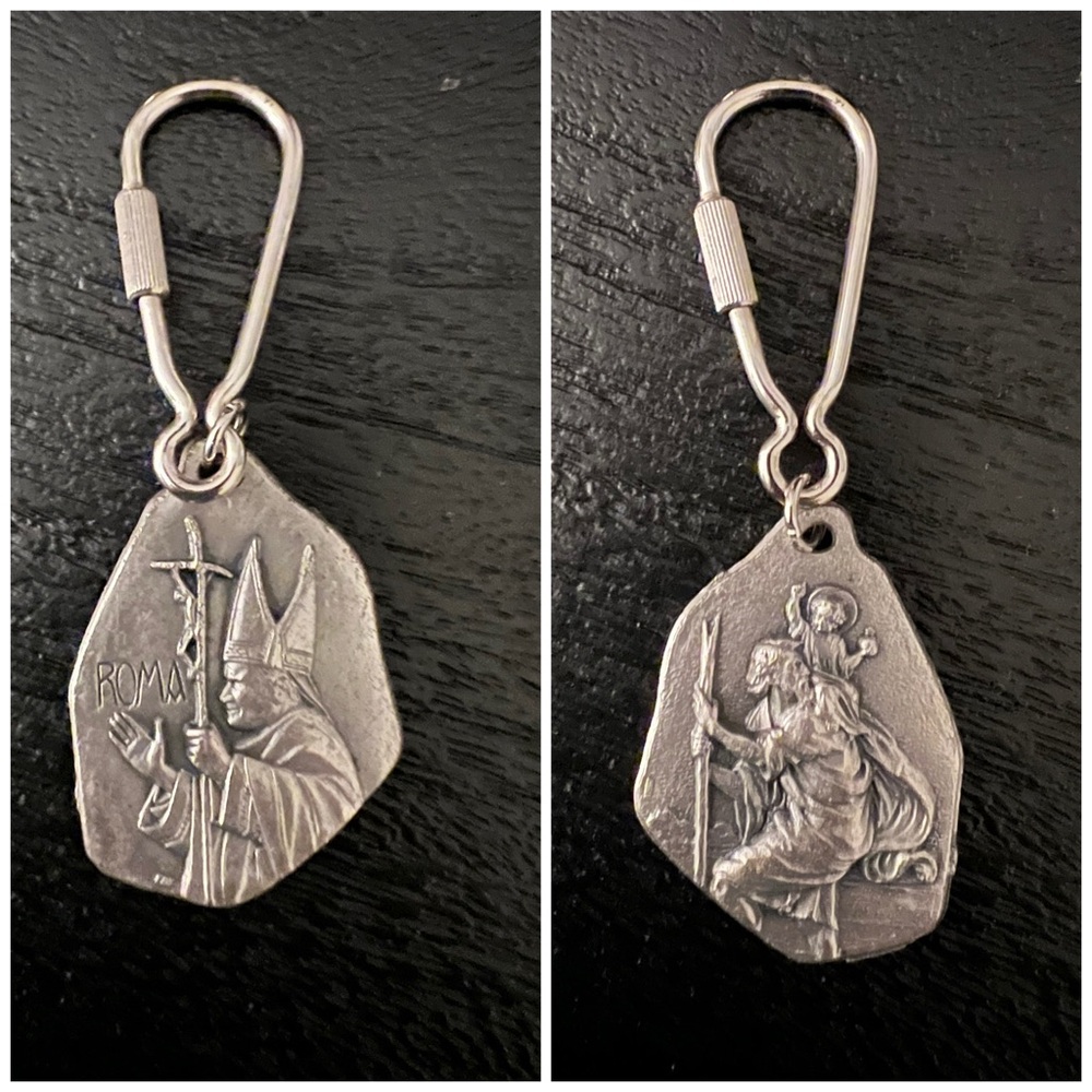 Vintage Pope John Paul II Keychain from Rome